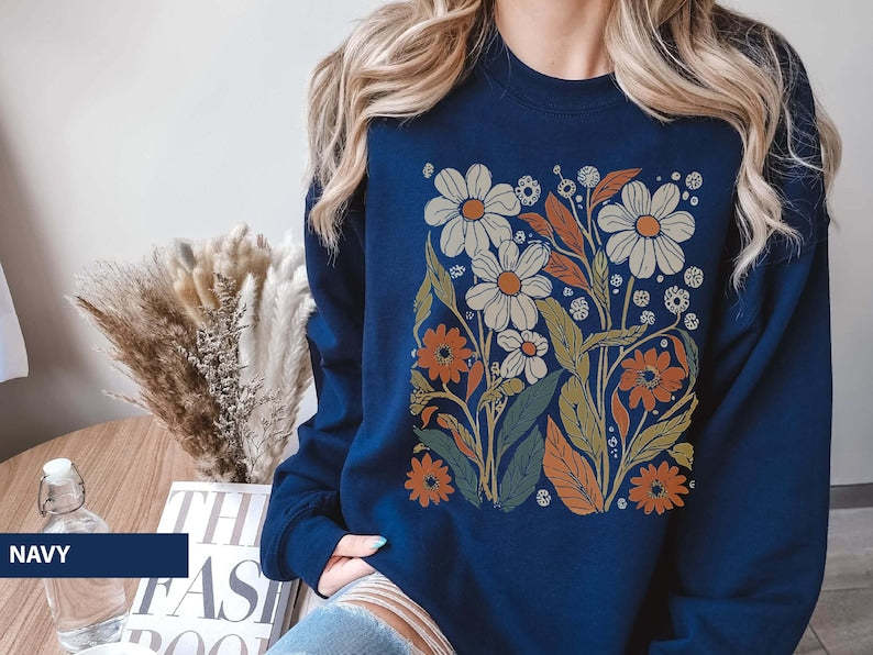 Boho Flowers Vintage Look Sweatshirt-carlalin
