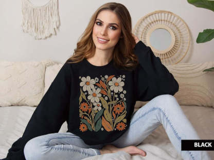 Boho Flowers Vintage Look Sweatshirt-carlalin