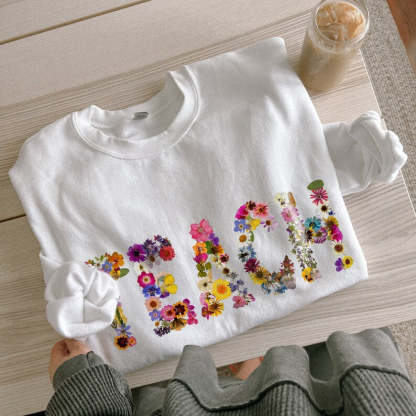 Pressed Flowers TEACH Sweatshirt Teacher Sweatshirt-carlalin