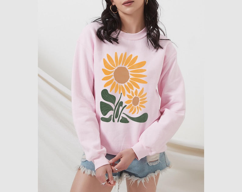 Sunflower Sweatshirt Boho Wildflower Sweatshirt-carlalin