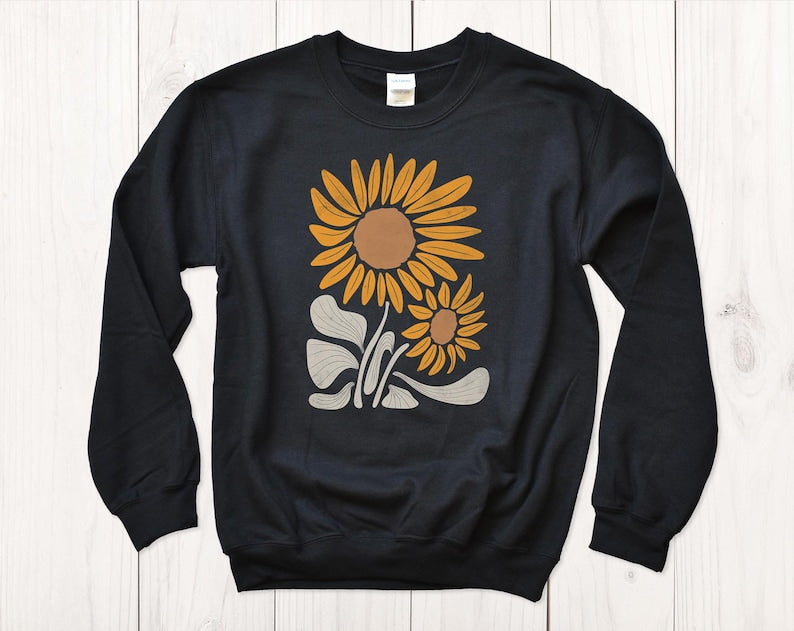 Sunflower Sweatshirt Boho Wildflower Sweatshirt-carlalin