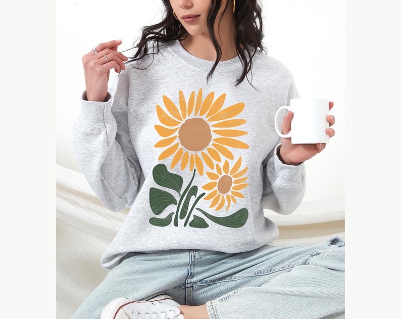 Sunflower Sweatshirt Boho Wildflower Sweatshirt-carlalin