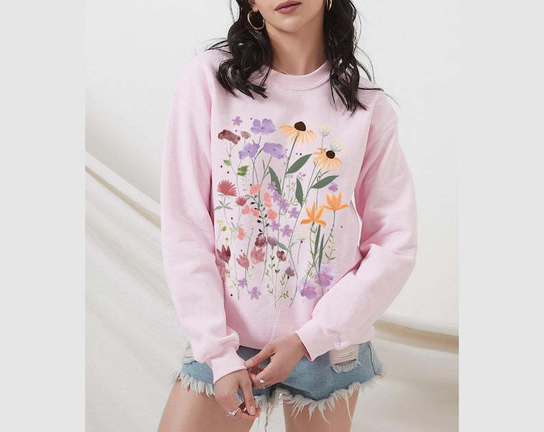 Wild Flowers Sweatshirt Unisex Wildflower Sweater-carlalin