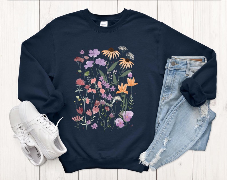 Wild Flowers Sweatshirt Unisex Wildflower Sweater-carlalin