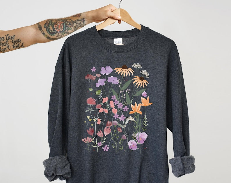 Wild Flowers Sweatshirt Unisex Wildflower Sweater-carlalin