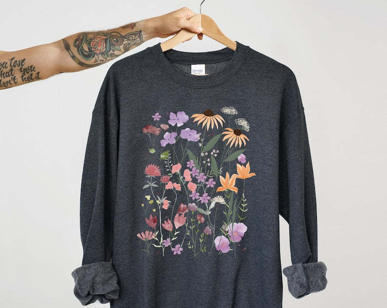 Wild Flowers Sweatshirt Unisex Wildflower Sweater-carlalin