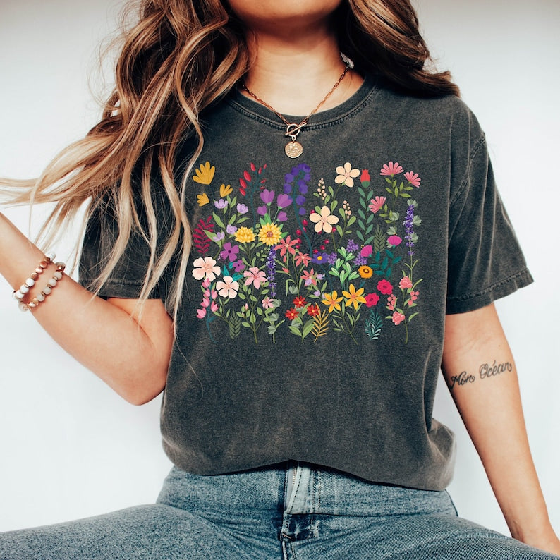 Wildflower Shirt Womens Flowers Shirt-carlalin