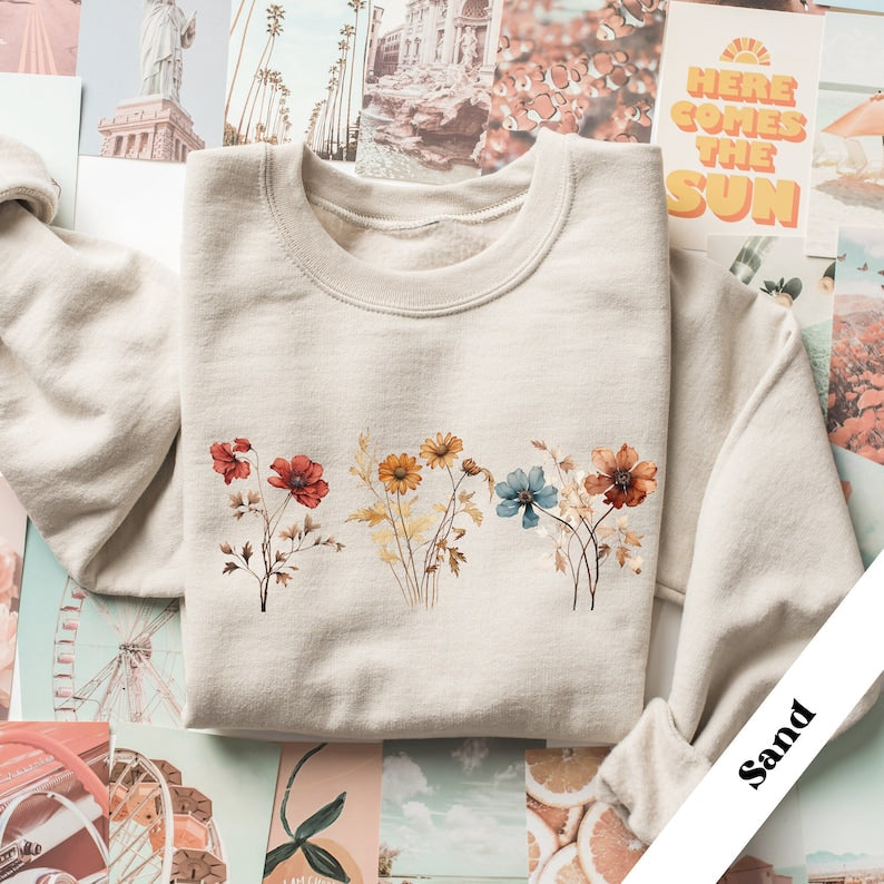 Vintage Pressed Flowers Sweatshirt-carlalin