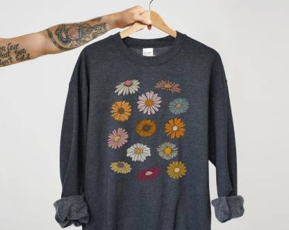 Boho Flower Sweatshirt Unisex Wildflower Sweater-carlalin