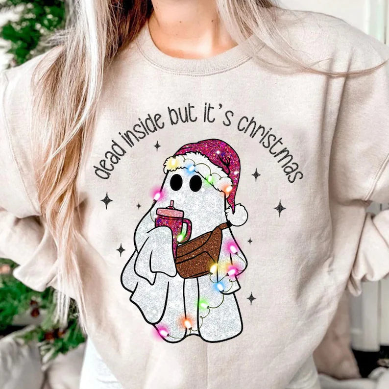 Christmas Ghost Glitter Sweatshirt