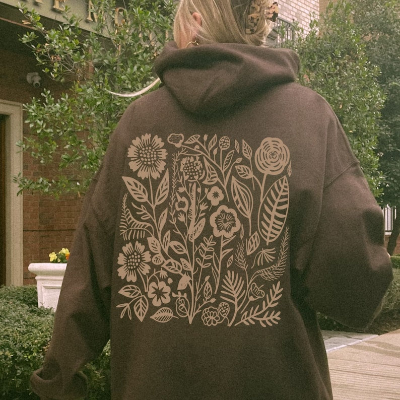 Wildflowers Hoodie Pressed Flowers Cottage Core Hoodie-carlalin