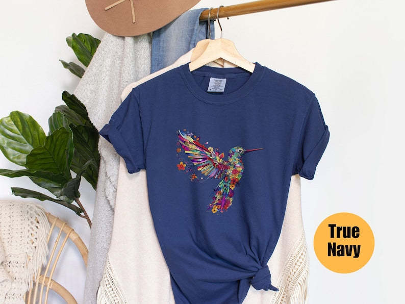 Floral Hummingbird Shirt Animal Lover Tee-carlalin