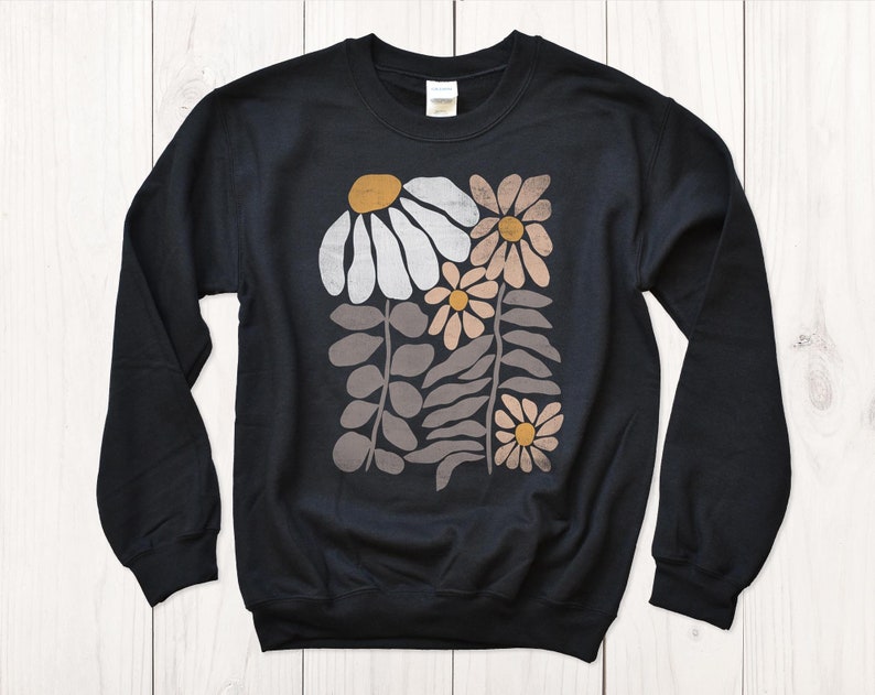 Boho Flower Sweatshirt Unisex Wildflower Sweater-carlalin
