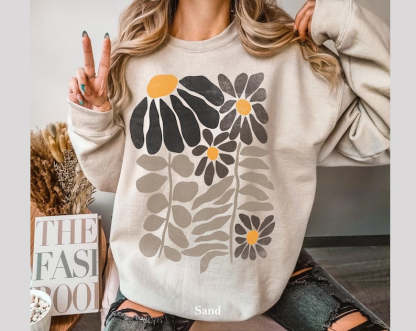 Boho Flower Sweatshirt Unisex Wildflower Sweater-carlalin