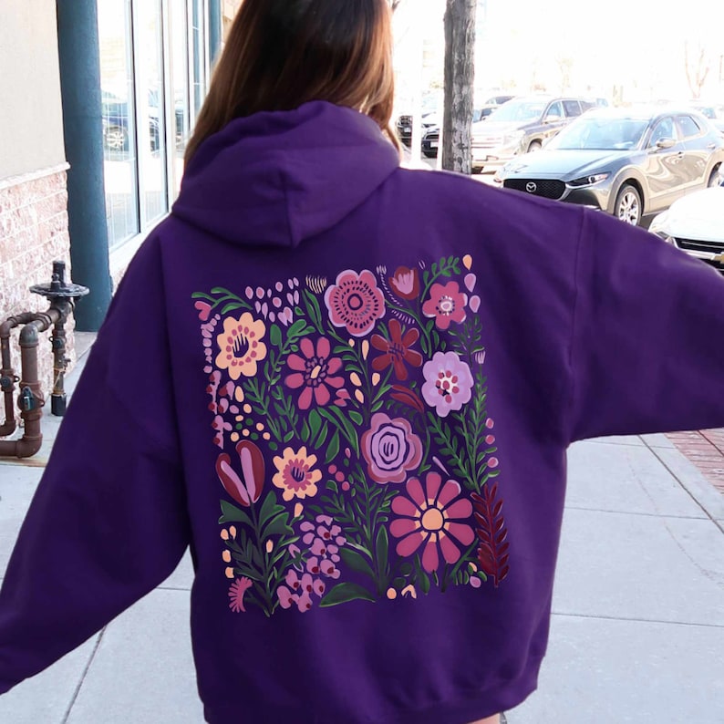 Oversized Wildflowers Hoodie Pressed Flowers Hoodie-carlalin