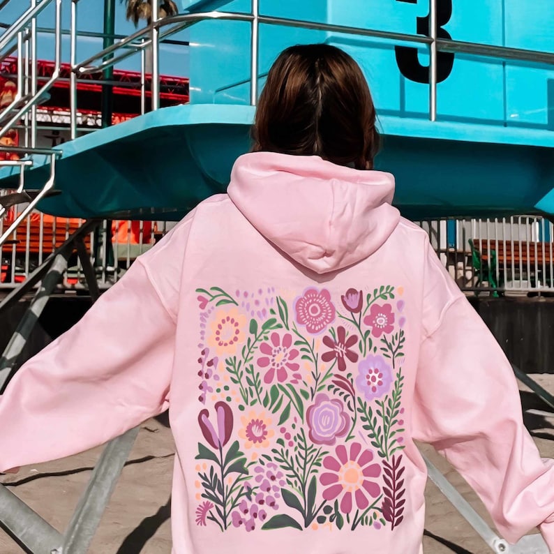 Oversized Wildflowers Hoodie Pressed Flowers Hoodie-carlalin