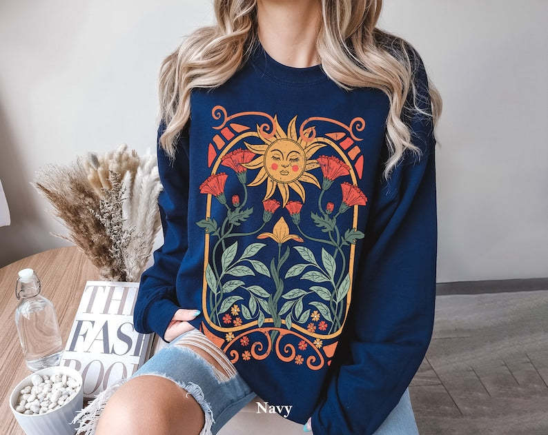 Boho Floral Sweatshirt Art Unisex Sweater-carlalin