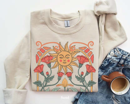 Boho Floral Sweatshirt Art Unisex Sweater-carlalin