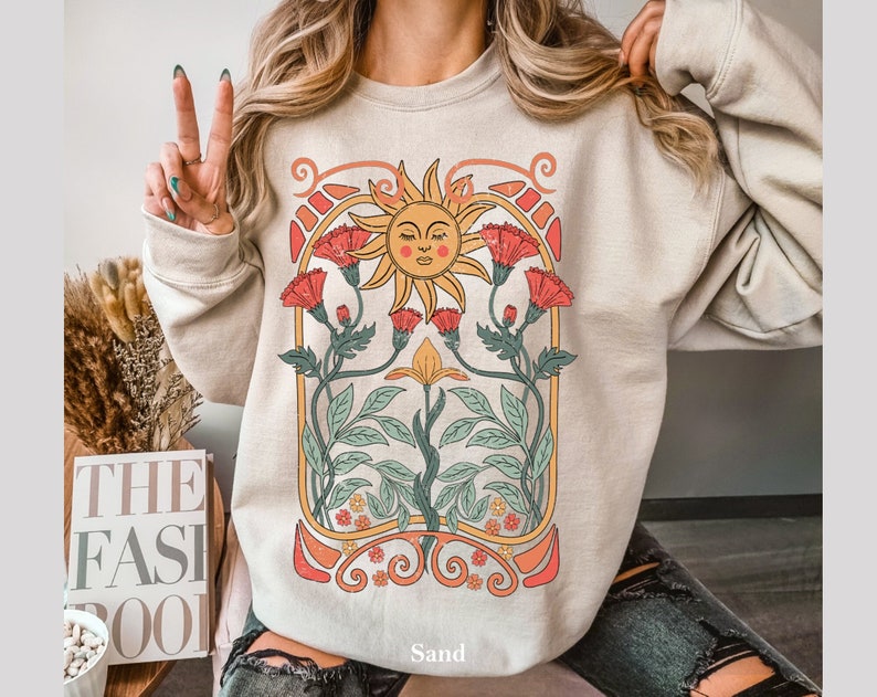 Boho Floral Sweatshirt Art Unisex Sweater-carlalin