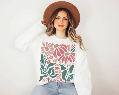 Boho Daisy Flower Sweater Wildflower Sweatshirt-carlalin