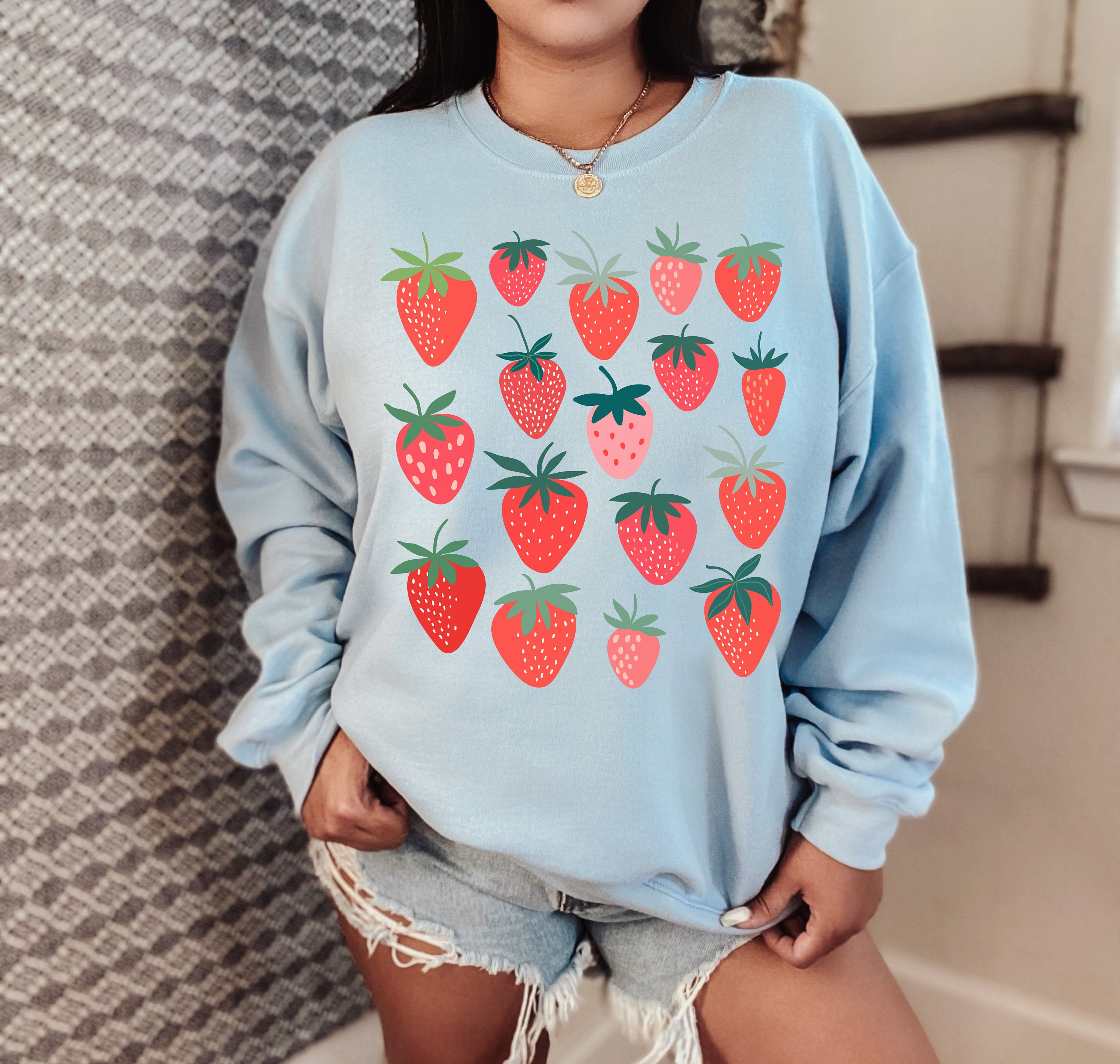 Strawberry crew neck aesthetic sweatshirt-carlalin