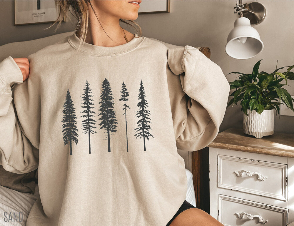 Pine Evergreen Gift for Nature Lovers Crew Neck Comfortable Sweatshirt-carlalin
