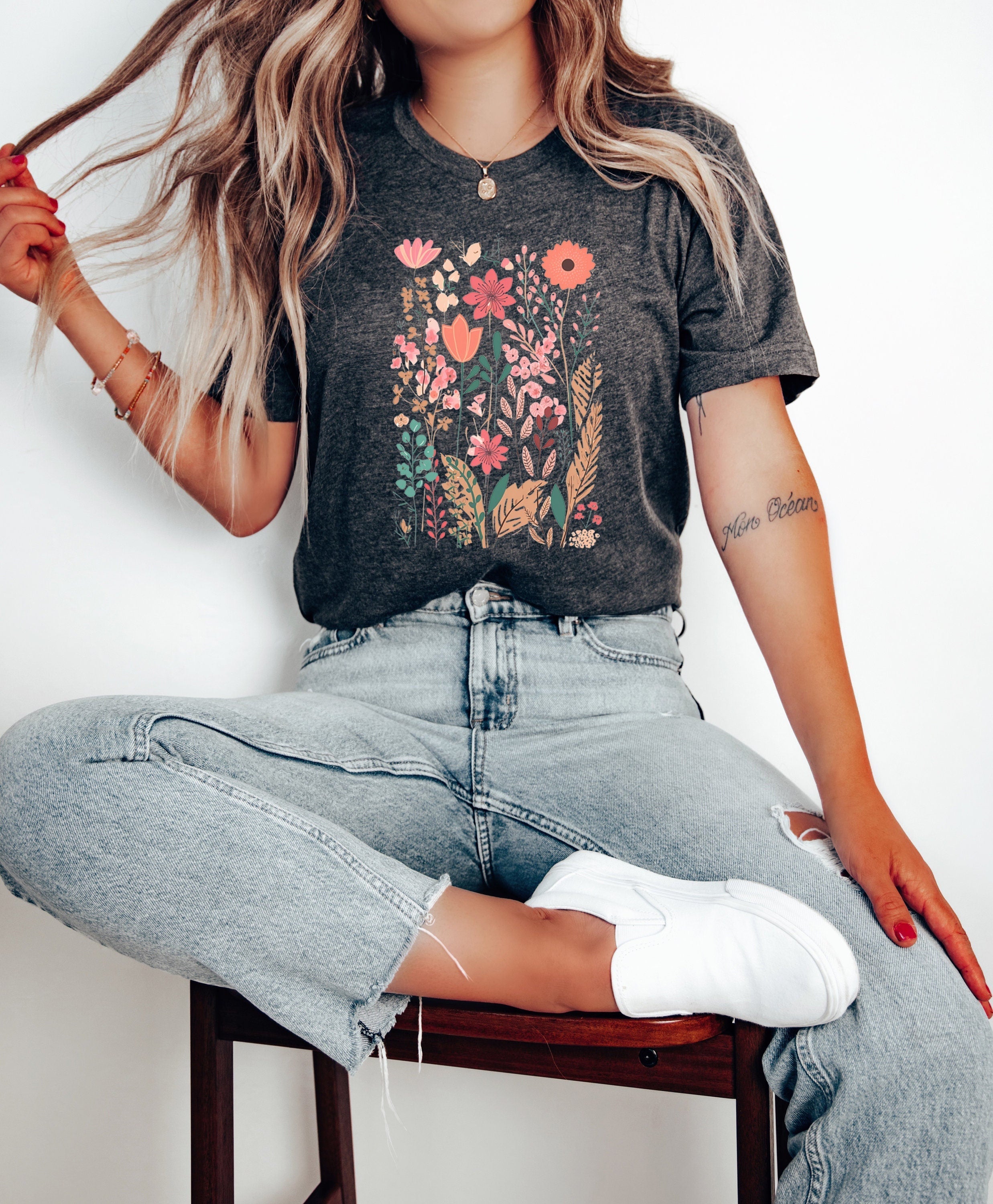 Beautiful Nature Lover Plant Flower Round Neck Comfortable Shirt-carlalin