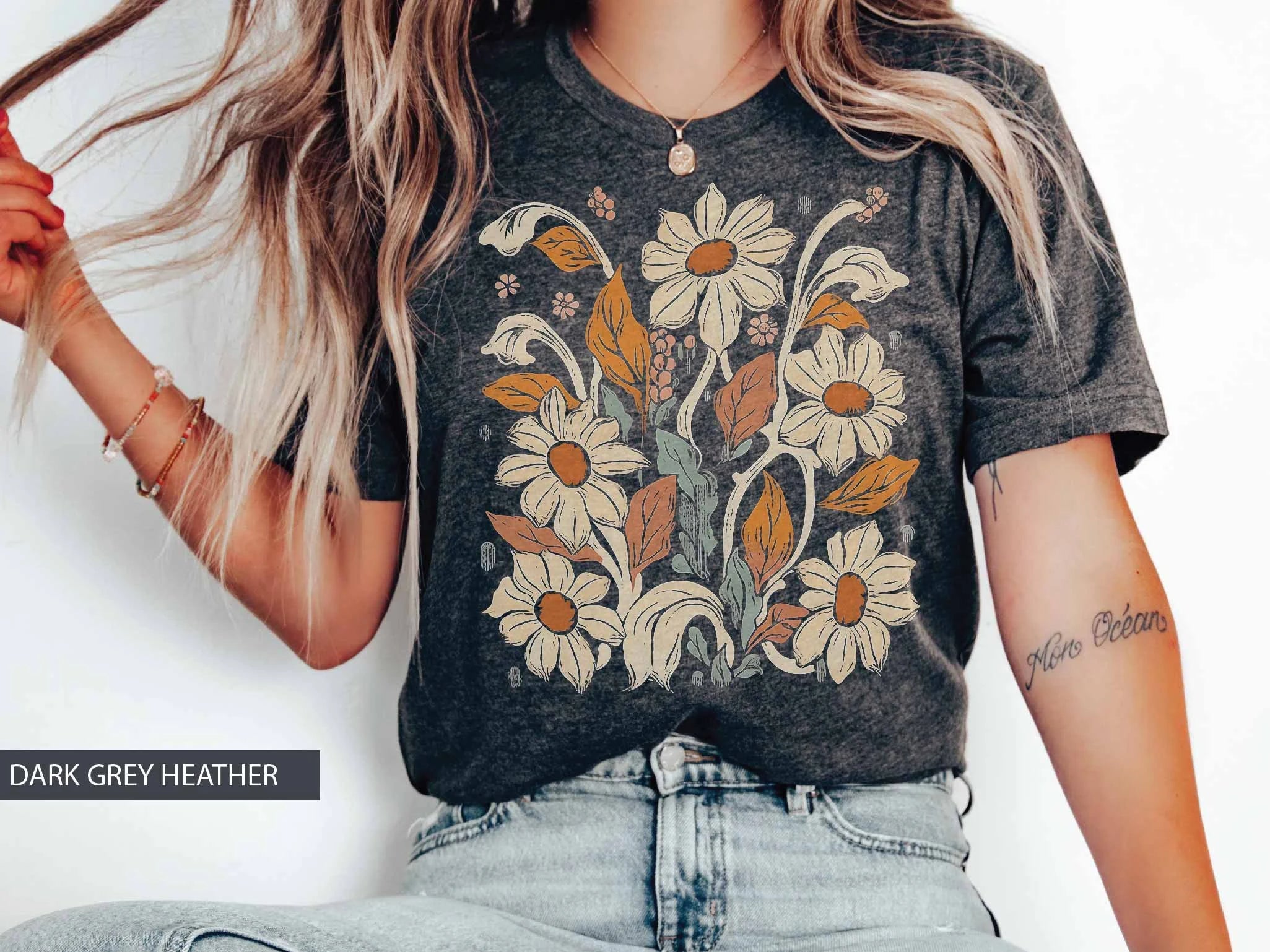 Retro Floral Wildflower T-Shirt-carlalin
