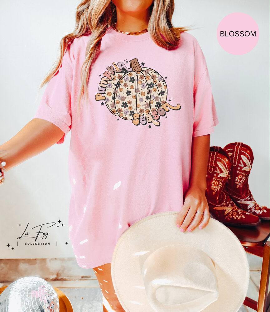 Pumpkin Season Cozy Colors Cute Crew Neck Shirt-carlalin