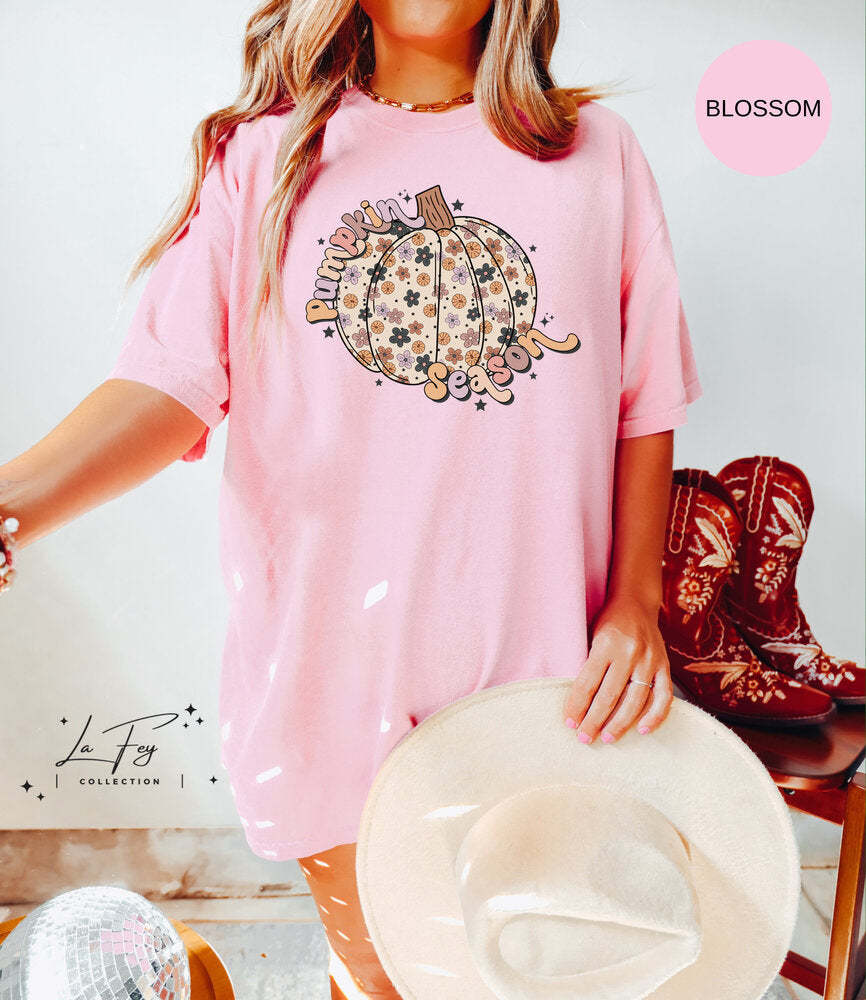 Pumpkin Season Cozy Colors Cute Crew Neck Shirt-carlalin
