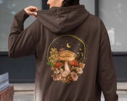 Aesthetic Magic Mushroom Wildflower Back Print Hoodie-carlalin