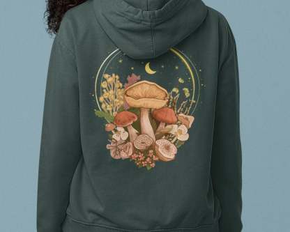 Aesthetic Magic Mushroom Wildflower Back Print Hoodie-carlalin