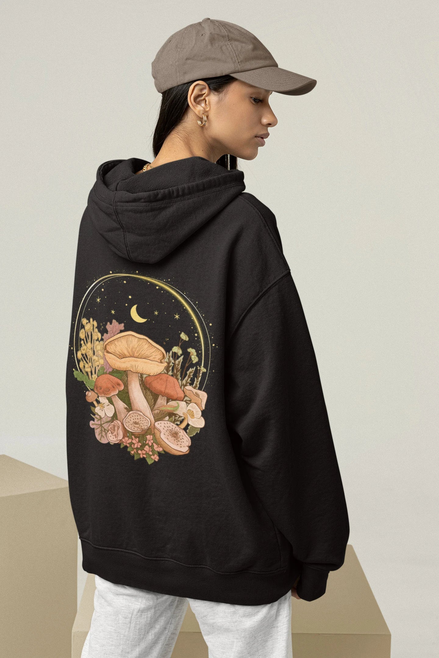 Aesthetic Magic Mushroom Wildflower Back Print Hoodie-carlalin