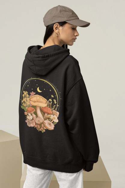 Aesthetic Magic Mushroom Wildflower Back Print Hoodie-carlalin
