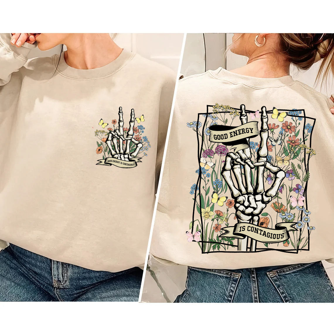 Retro Skeleton Wildflower Sweatshirt-carlalin