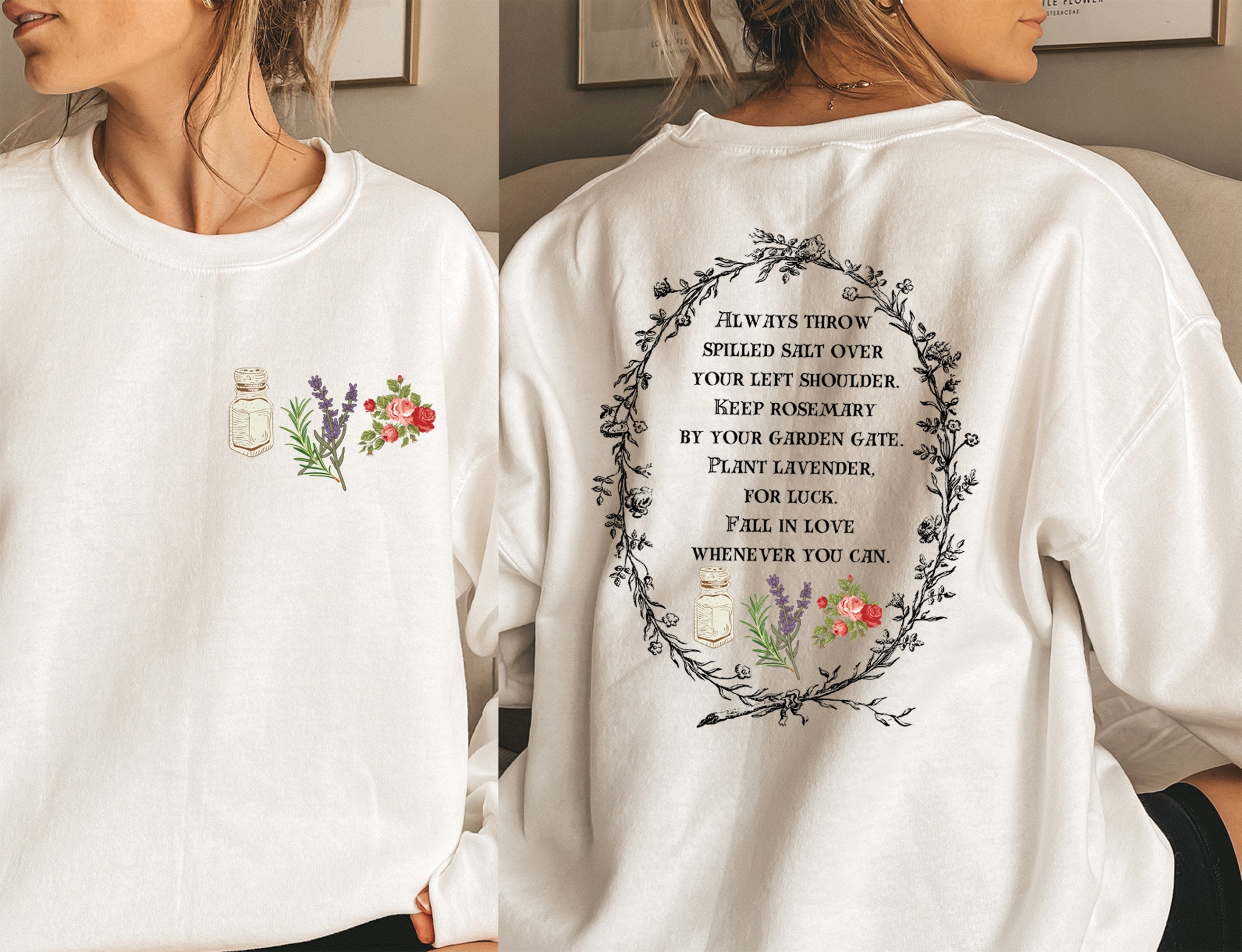 Salt Rosemary Lavender Love Magic Spell Crew Neck Cozy Sweatshirt-carlalin