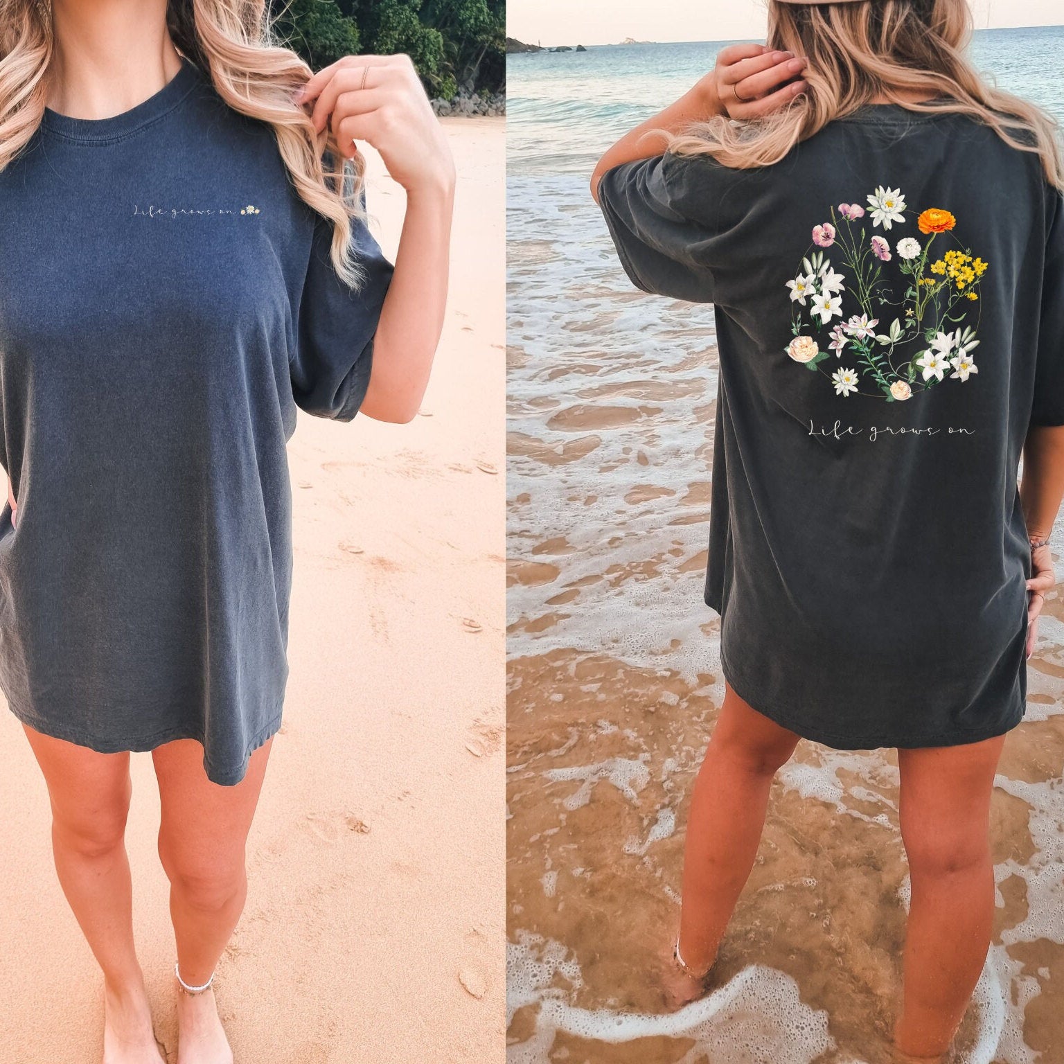Flower T-Shirt Spread Positive Vibes T-Shirt-carlalin