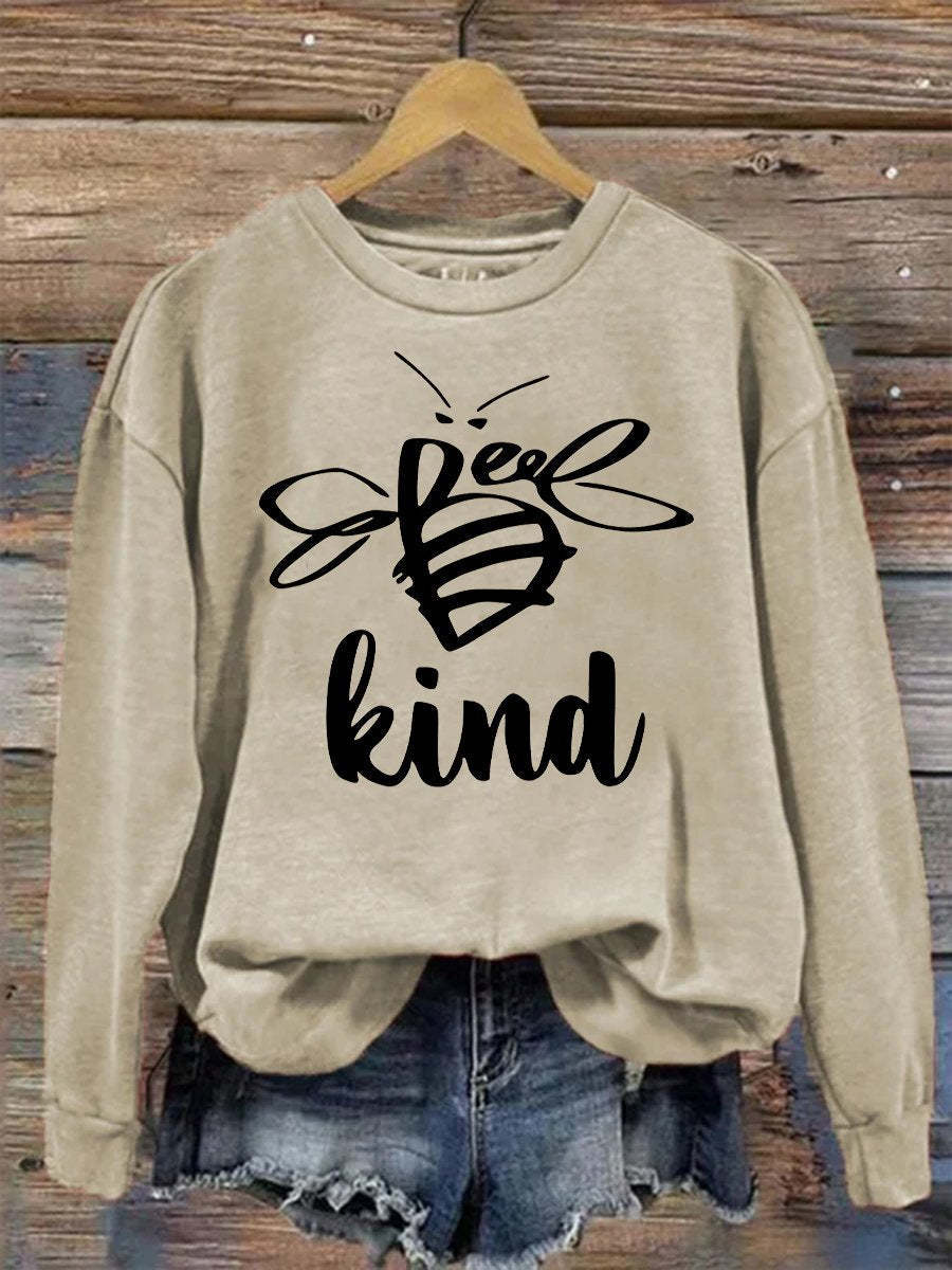 Bee Kind Casual Print Sweatshirt-carlalin