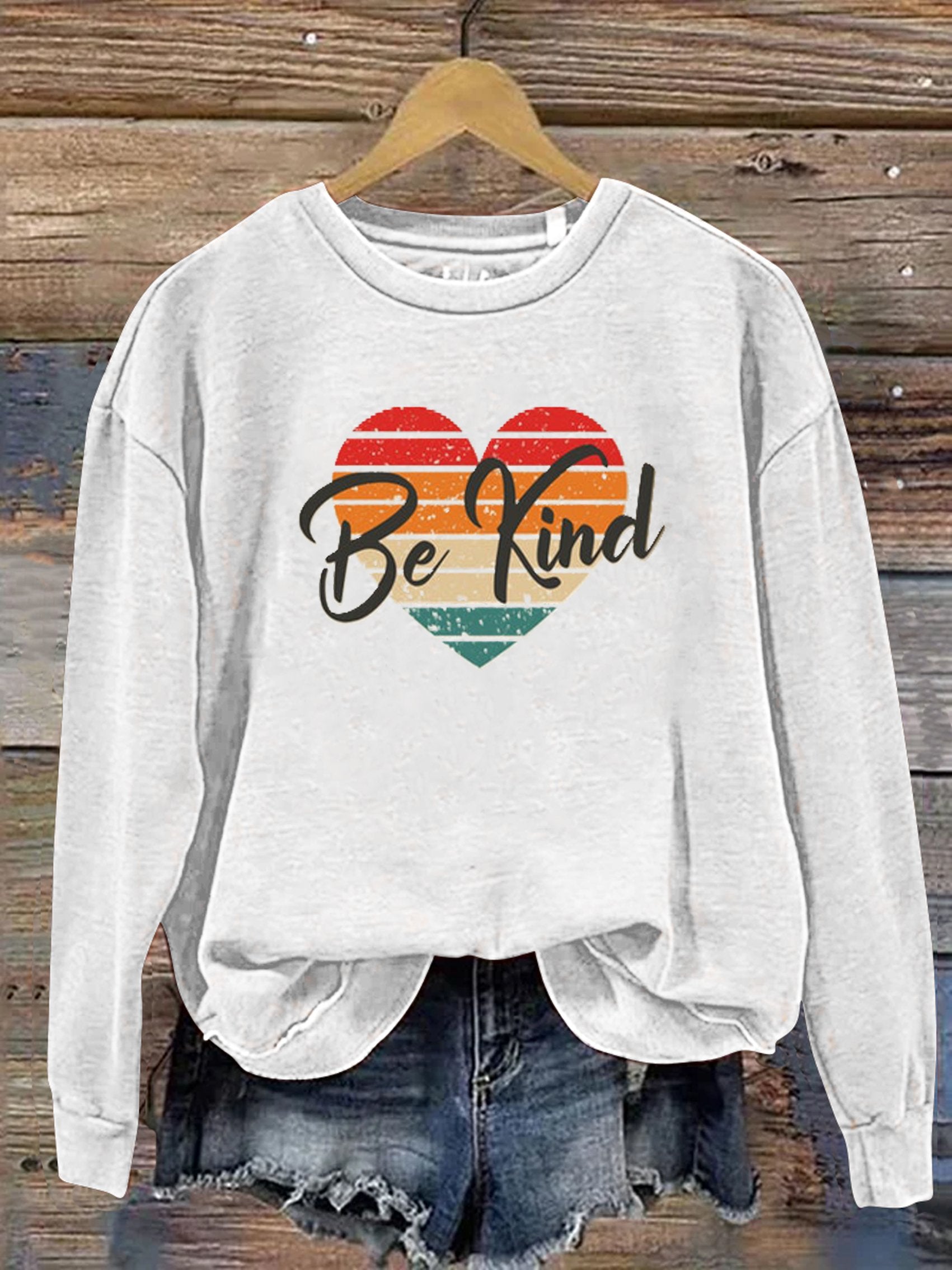 Be Kind Love Kindness Pride Rainbow Print Casual Sweatshirt-carlalin