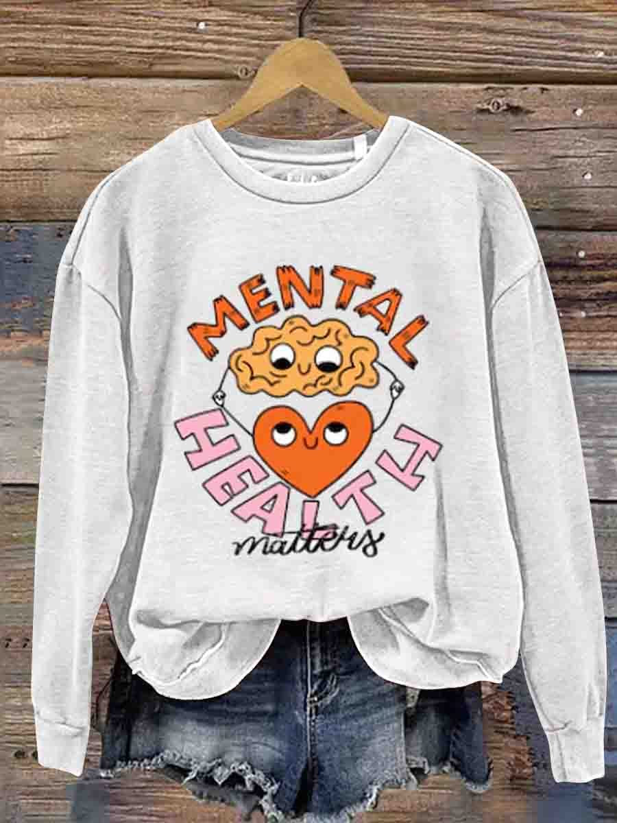 Mental Health Inspirational Depression Awareness Crew Neck Casual Printed Sweatshirt-carlalin