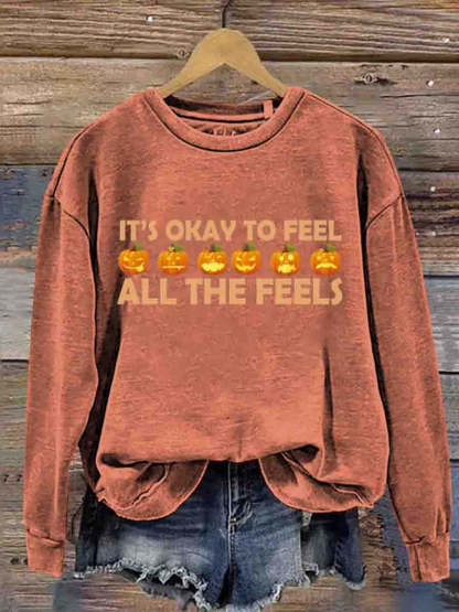 Mental Health Inspirational Feel All Feelings Printed Sweatshirt-carlalin