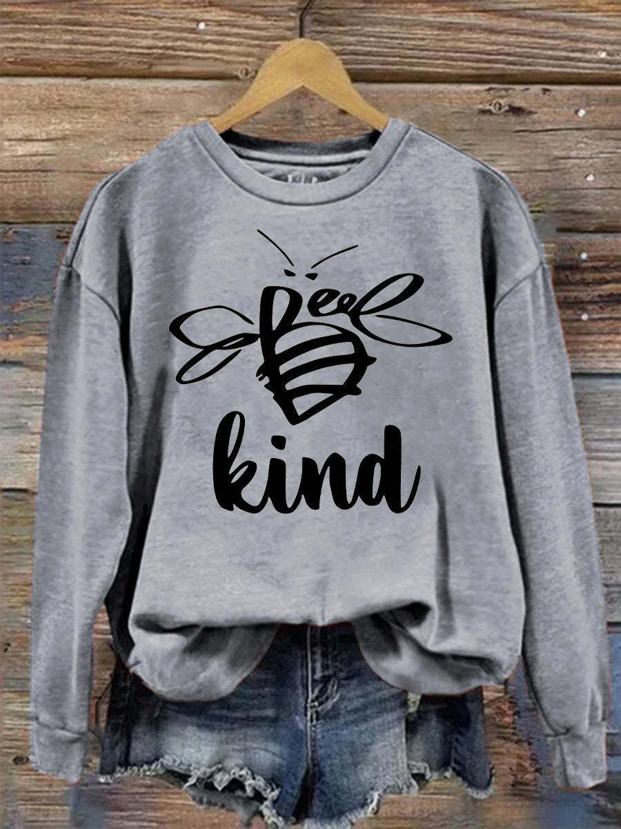 Bee Kind Casual Print Sweatshirt-carlalin