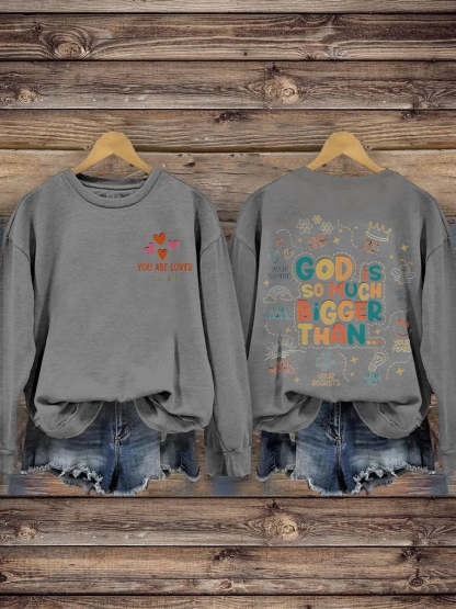 Christian Homeschool Mom Gifts For Teacher God Is Greater Mental Health Trendy Inspirational Merch Print Casual Sweatshirt-carlalin