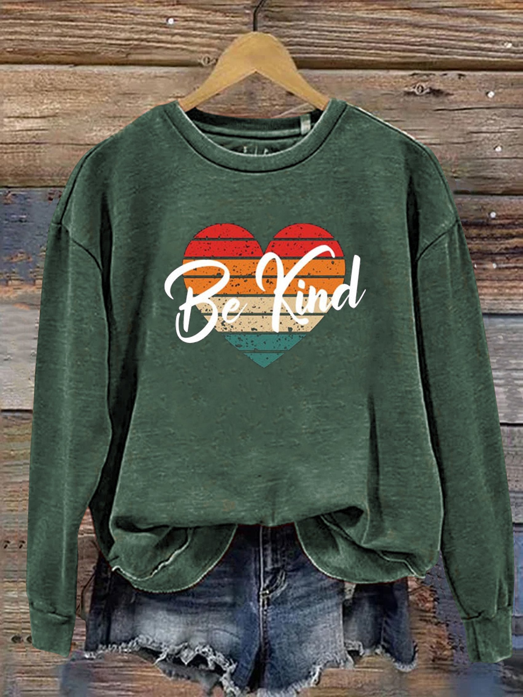Be Kind Love Kindness Pride Rainbow Print Casual Sweatshirt-carlalin