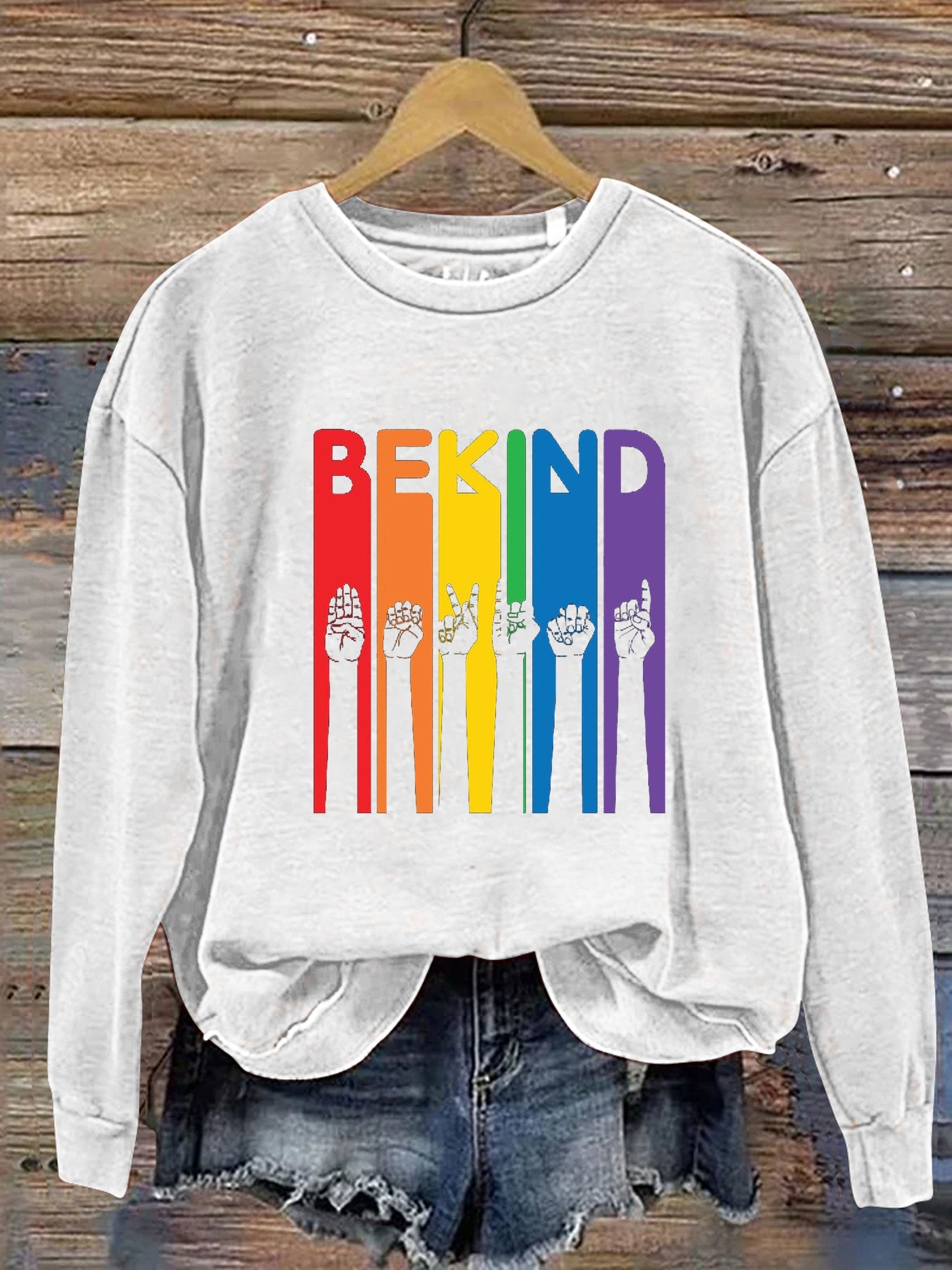 Be Kind Sign Language Kindness Pride Print Casual Sweatshirt-carlalin