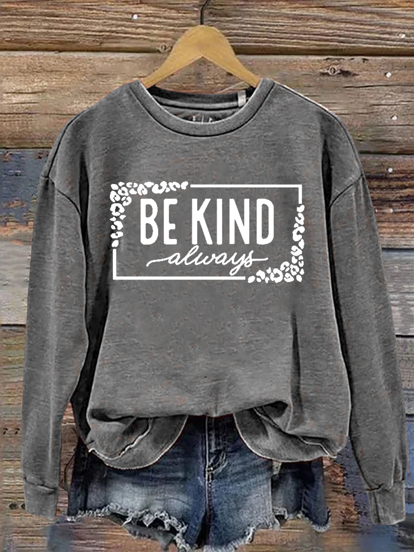 Unisex Women's Men's Leopard Print Be Kind Suicide Prevention Mental Print Casual Sweatshirt-carlalin