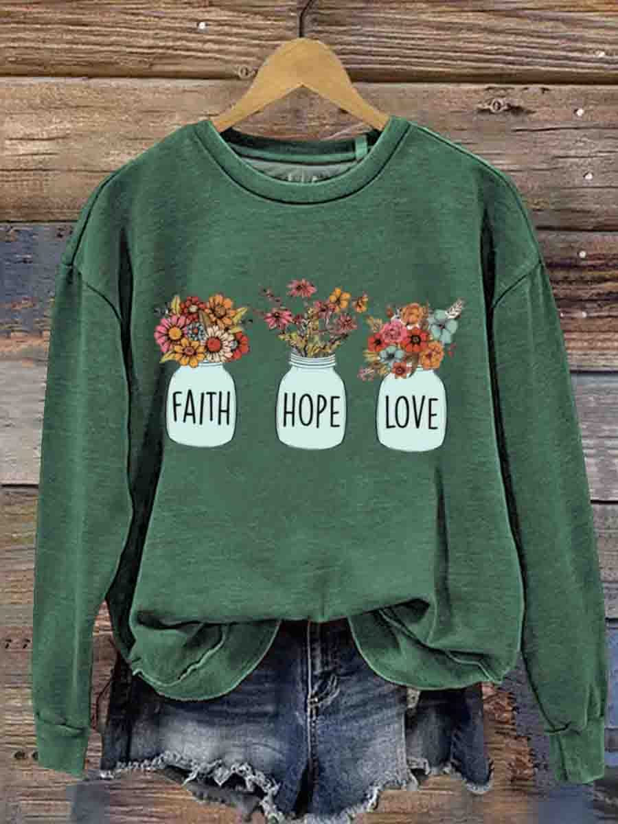 Mental Health Inspirational Faith Hope Love Round Neck Casual Printed Sweatshirt-carlalin