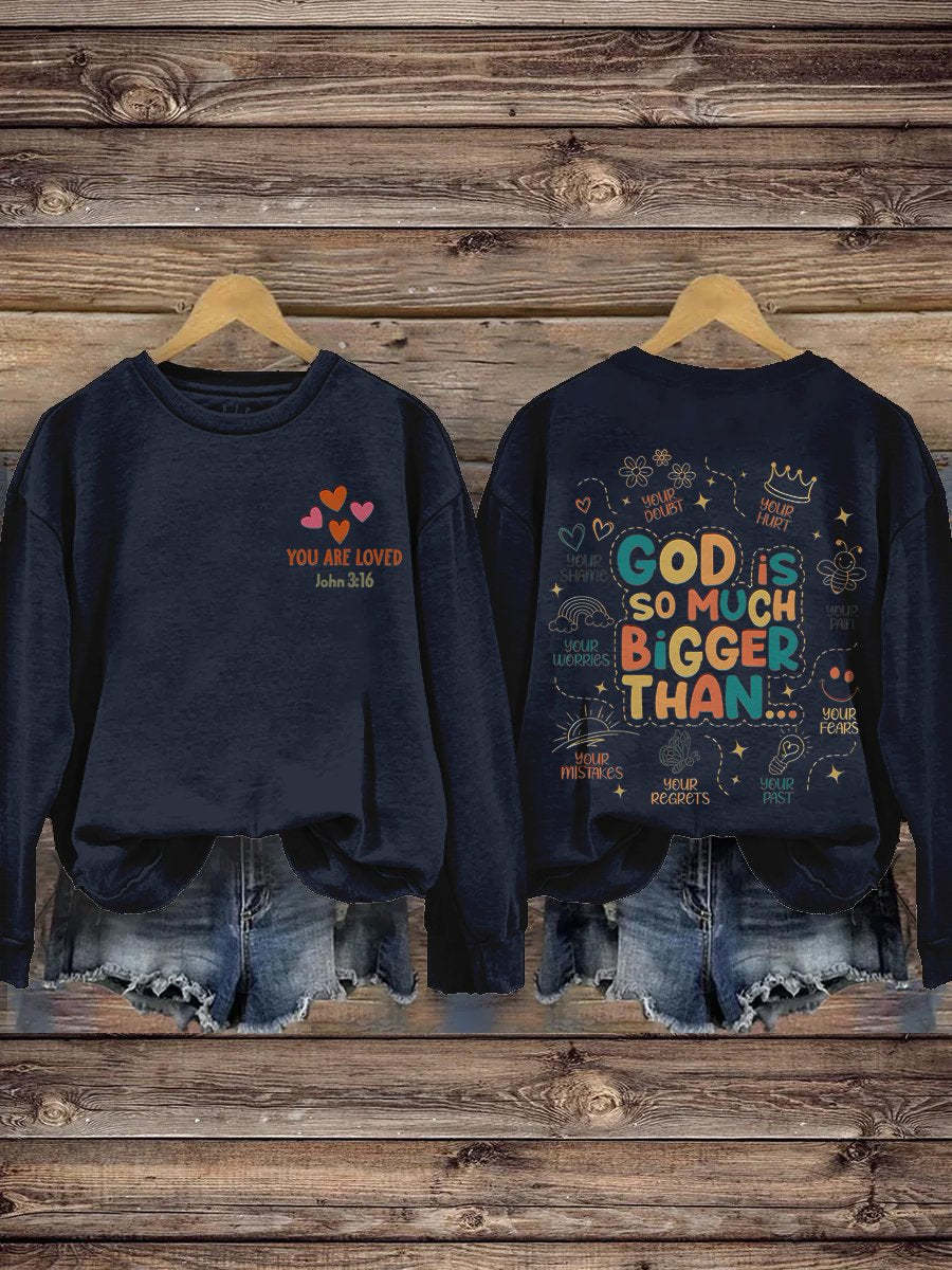 Christian Homeschool Mom Gifts For Teacher God Is Greater Mental Health Trendy Inspirational Merch Print Casual Sweatshirt-carlalin
