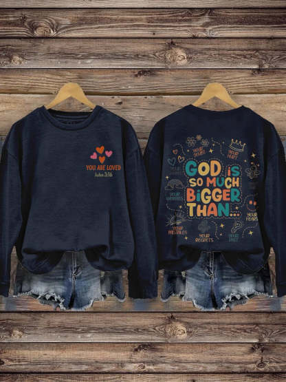 Christian Homeschool Mom Gifts For Teacher God Is Greater Mental Health Trendy Inspirational Merch Print Casual Sweatshirt-carlalin