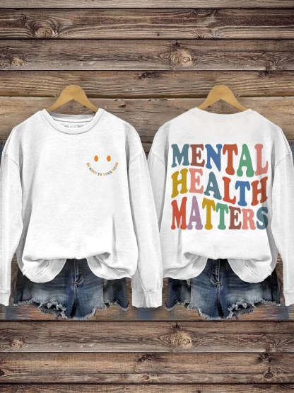 Be Kind To Your Mind Mental Health Matters Mental Health Awareness Pattern Print Casual Sweatshirt-carlalin